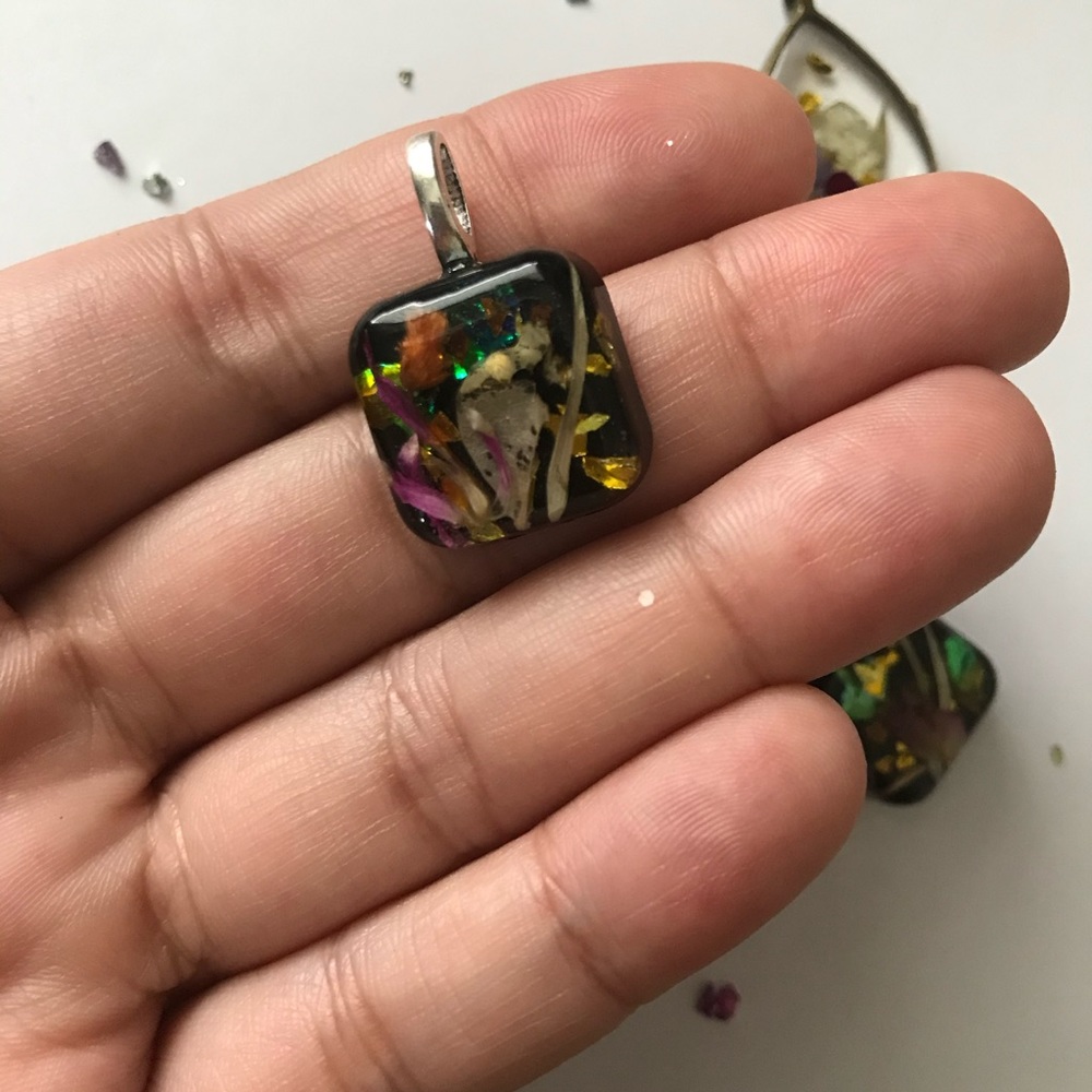 Handmade floral resin charm
